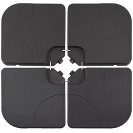 VECELO 4-Piece Heavy-Duty Cantilever Offset Patio Umbrella Base/Stand Outdoor, Square Plate Set with Lock Pins Easy-Fill Spouts for Water/Sand, for Garden, Backyard and Poolside, Black