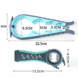 5-in-1 Multi-Function Jar & Bottle Opener Kit for Weak Hands - Non-Slip Food-Grade Silicone Gripper Pad, Ergonomic Can Opener & Wine Corkscrew - Assistive Kitchen Tool for Elderly & Arthritic Hands