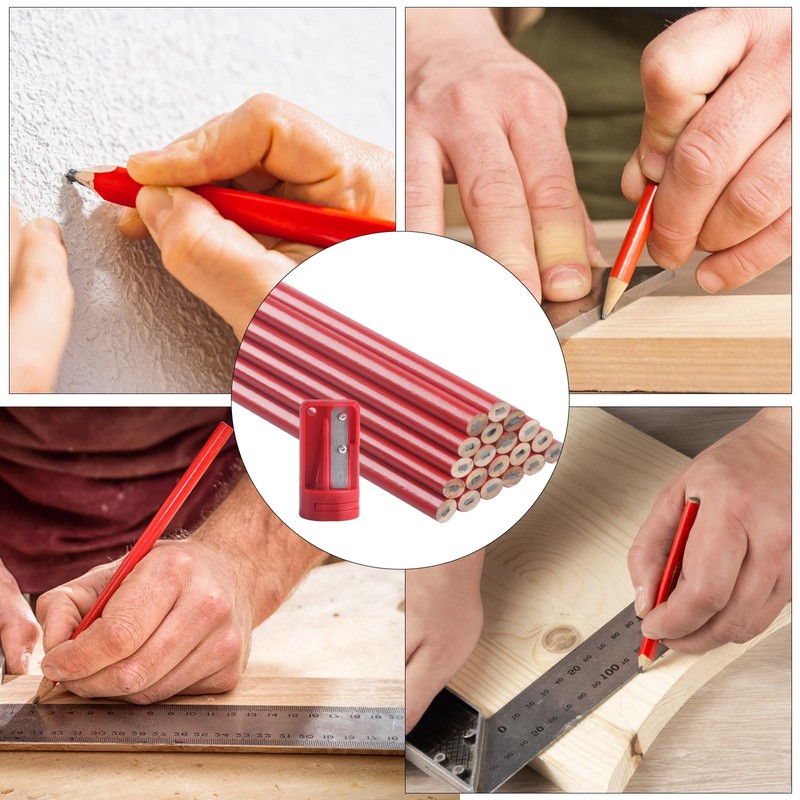 20 Pieces Carpenter's Pencils, Red Pencil, Construction Site, Construction Pencils,
