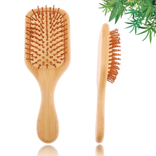 YUNAI Bamboo Paddle Wooden Hair Brush - Air Comb Made of Natural Bamboo for Massaging the Scalp, Reduce Frizz No Hair Tangle Brush for Curly Hair