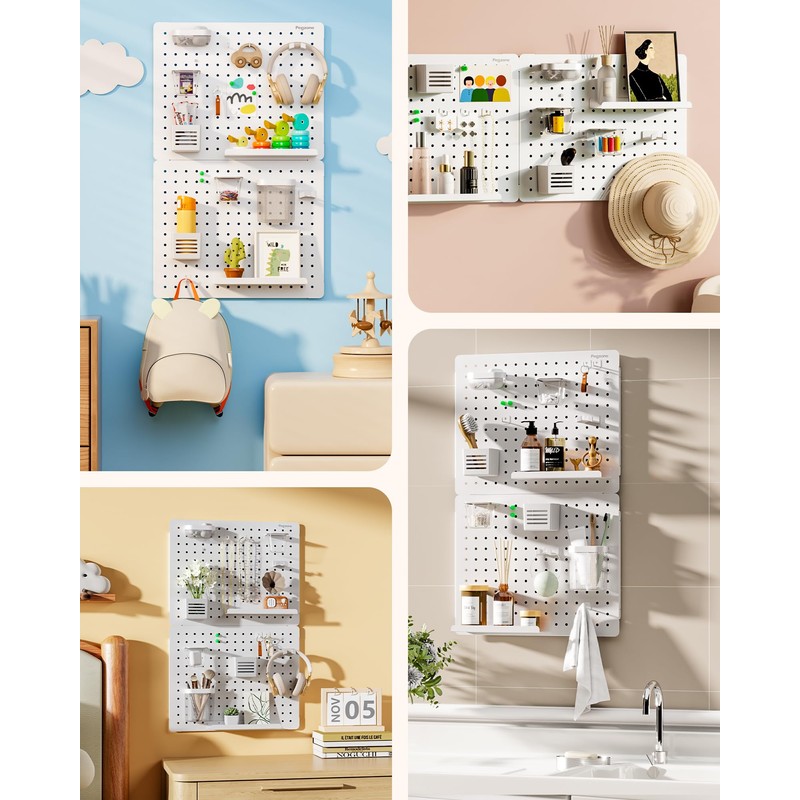 PEGZONE Pegboard Wall Organizer Combination Kit,Overall 33.1"x20.5" Metal Office Pegboard