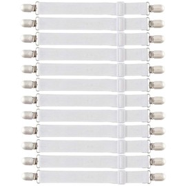 O-Kinee 12 x Adjustable Bed Sheet Tensioner, elastic tensioners with metal clips for bedsheets, mattresses, ironing boards or sofas