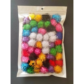 Carykon 1.5" Sparkle Balls My Cat's Favorite Toy Pom Pom Balls - 50 Pack