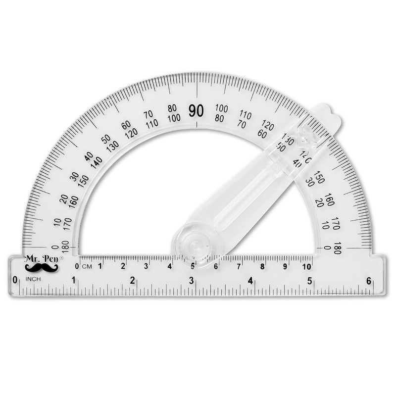 Mr. Pen- Plastic Protractor with Swing Arm, 3 Pack, 6