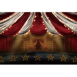 Renaiss 10x8ft Circus Photography Backdrop Carnival Theatre Performing Tent Background Carnival Night Party Decorations Kids Birthday Baby Shower Boy Girl Portrait Shoot Studio Photo Props