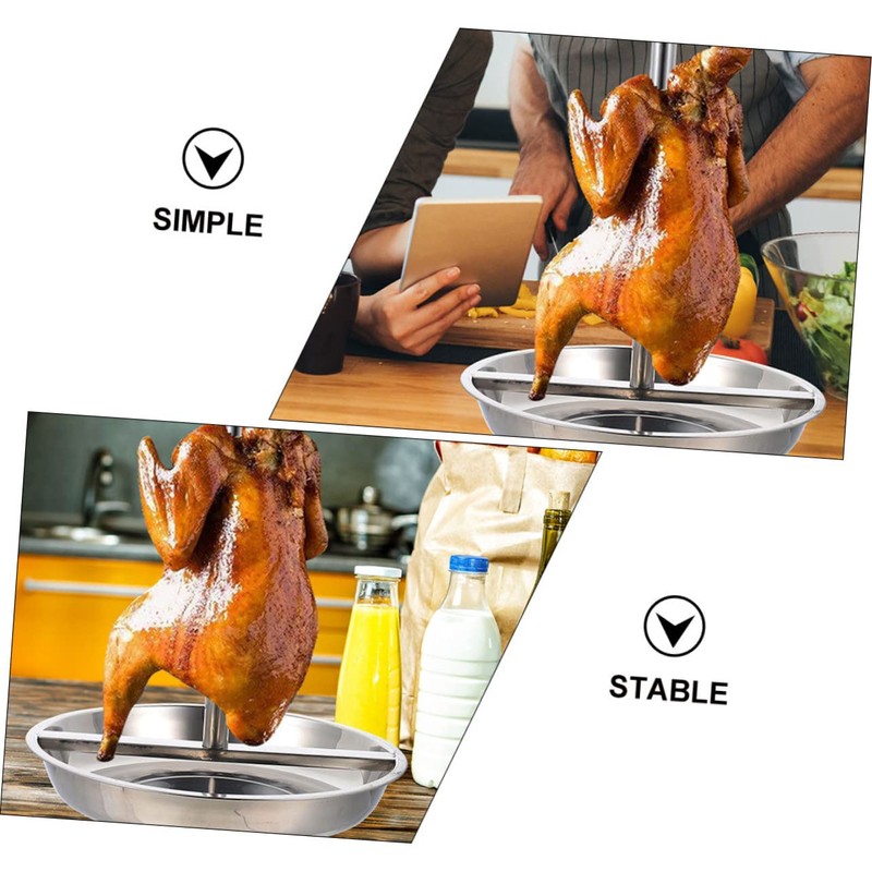 GRIRIW Stainless Steel Chicken Roaster Rack Ergonomic Design for Outdoor
