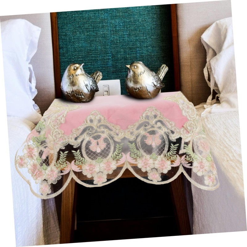 Mikinona Elegant Princess Style Tablecloth Nightstand Cover Decorative End Table