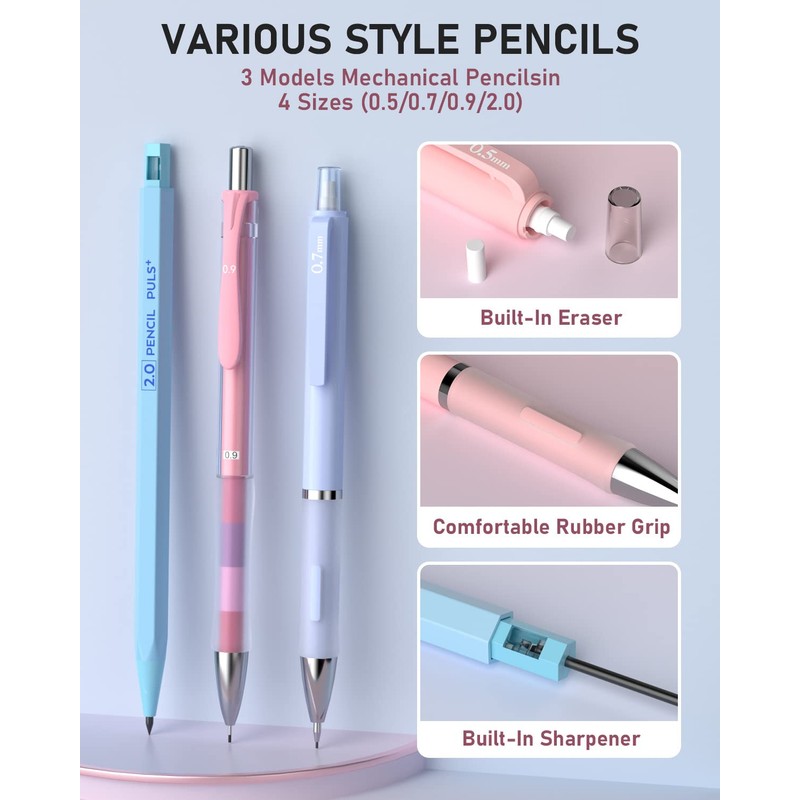 Nicpro 45PCS Aesthetic School Supplies with Big Capacity Pen Case,