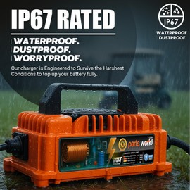 VoltRevive™ 48V 15A Lead-Acid Golf Cart Charger for EZGO RXV & TXT with 3-Pin Triangular Plug | Fast Charging with TrickleFlow™ | IP67 Waterproof