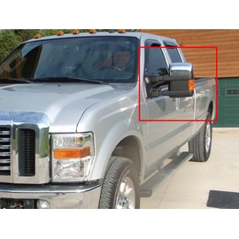 Chrome Side Door Half Top Mirror Cover Trims Add-on Style Compatible with Ford F-250 F-350 Super Duty 2008-2016