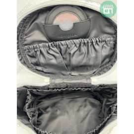 Bloomingdale's Makeup Bag Train Case 8.5"x6.5" Silver Faux Leather Cosmetic PIC.