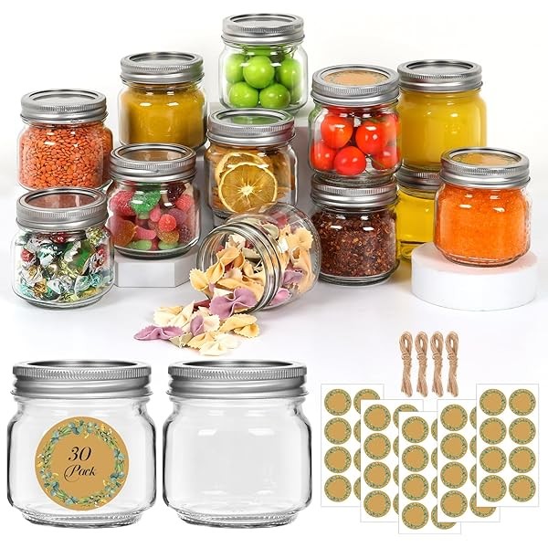 30 Pack Mason Jars 8 oz with Lids And Bands,