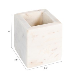 Creative Co-Op Square Marble Container, White