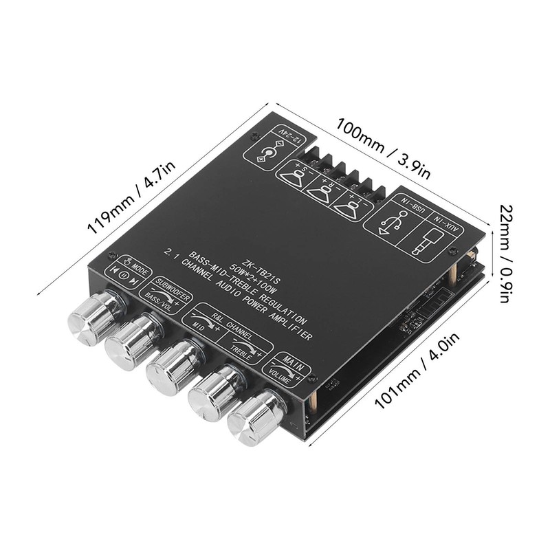 Bluetooth Power Amplifier Board Subwoofer 2.1 Channel 50W 50W 100W