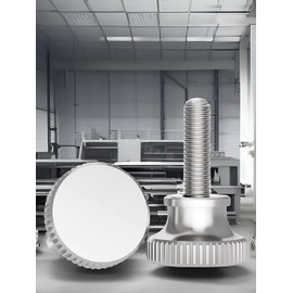 Lewttyer 304 Stainless Steel Thumb Screw M5 x 12 mm Thumb Screws Set Screws Flat Knurled Head Thumb Screws (Pack of 10)