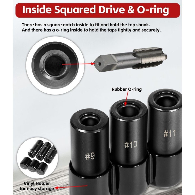 Sunluway 70940 3-Piece Tap Socket Set Tap Socket Wrench Set