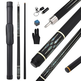 elraxw Professional Pool Cue Stick with Case, 13mm Tip Pool Cue Stick 2-Piece Glass Fiber Billiards Cue Stick Low Deflection Pool Cue for Men Women Adults Players, 58" 19oz