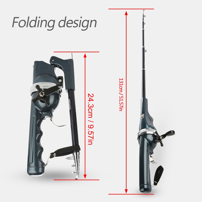Lightweight Plastic Folding Integrated Fishing Rod and Enclosed Reel Tackle