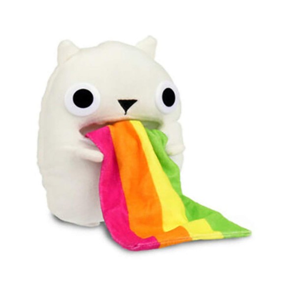Basic Fun Exploding Kittens Collectible Plush - Rainbow Ralphing Cat White, 7 inches