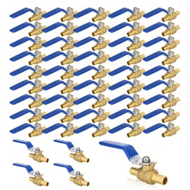 (Pack of 50) Seelink 1/2 Inch PEX x 1/2 Inch PEX Ball Valve, Brass Shut Off Valve for Pex Pipe Connection, ASTM F1807, Blue