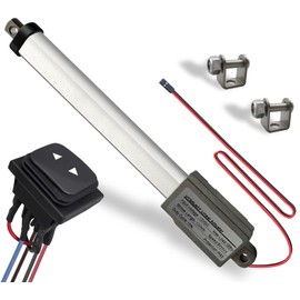4" Stroke 12V Micro Linear Actuator with Momentary Switch, 188N/42lb Mini Small Electric Motion Actuators Waterproof Speed 5mm/s w/Mounting Brackets, Polarity Reverse Switch for Robot Window Opener