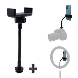 Ring Light Phone Holder with Hot Shoe & 1/4 Adapter, Adjustable Gooseneck