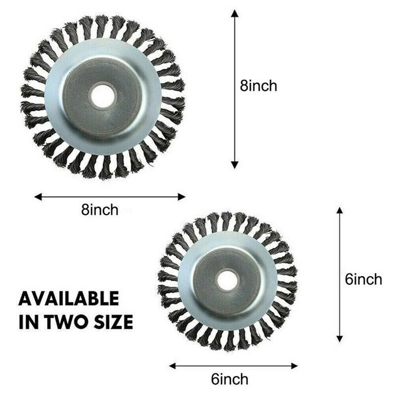 6/8" Weed Brush Steel Wire Trimmer Wheel Garden Lawnmower Grass