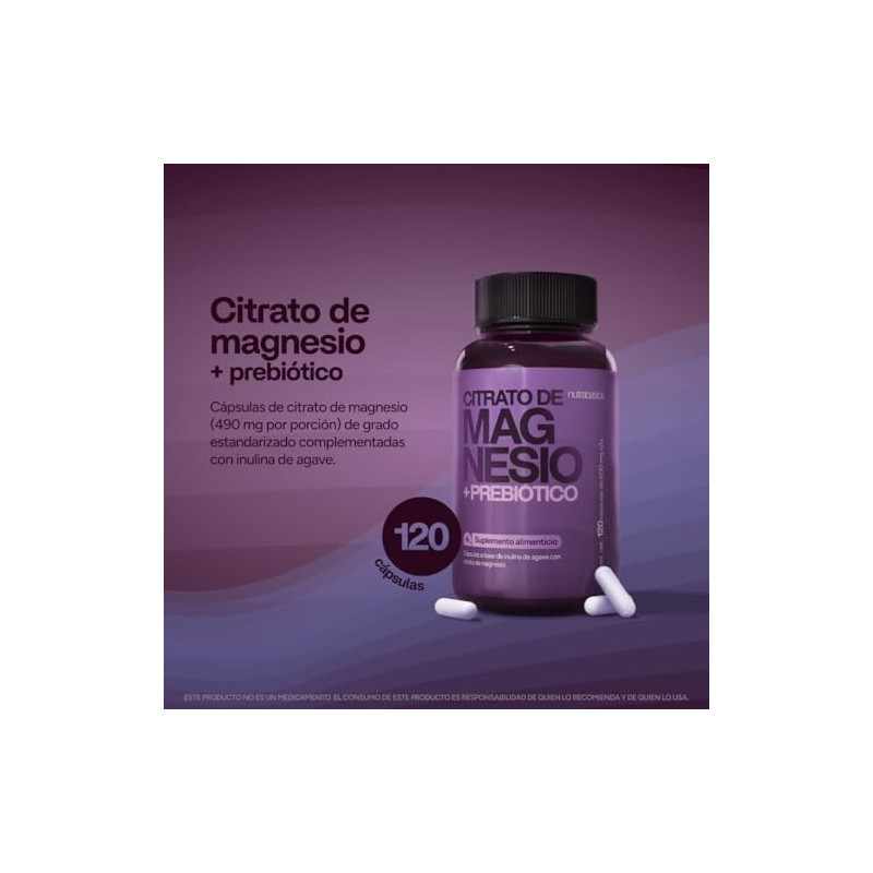 Citrato de Magnesio 490 mg, 120 Cápsulas con Tarjeta Incluida