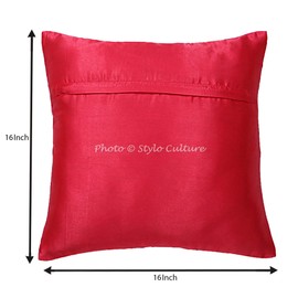 Stylo Culture Funda de cojín étnico para sofá de 16 x 16 pulgadas, diseño de brocado magenta con cremallera de 40 x 40 cm, funda de cojín cuadrada de terciopelo satinado, 1 unidad