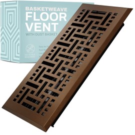 Home Intuition Basketweave 4x10 Inch Decorative Floor Register Vent with Mesh Cover Trap, Oiled Bronze
