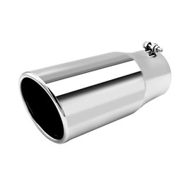 Bielpord Exhaust Tip 5", 8" outlet 15" Long Truck Tip, Rolled Angle Cut, Black Powder Coated