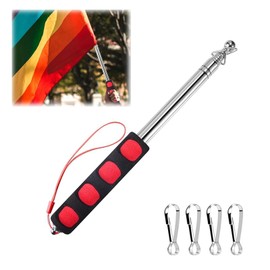 WNXBFO 5-Piece Set Telescopic Flag Pole, Handheld Flagpole With 4 Clips, Festival Flag Pole, Telescopic Pole, Flag Poles for Garden Can Be Used for Tour Guides, Teaching Festivals, Etc