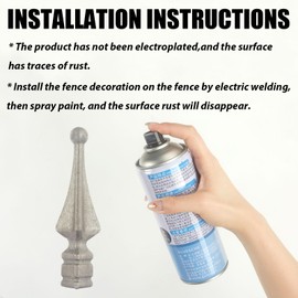 ULWSKY 6pcs Fence Finials Four-Sided Spire Wing Tip Cast Iron Finial Fence Topper Vintage Silver for Iron Pile Fence Spires Iron Fence Yard Garden Lawn Decoration