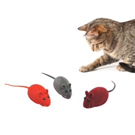 Andiker 3Pcs Cat Mouse Toy, Flocking Squeaking Mouse Cat Toy 3 Colors Soft Small Cat Toys for Indoor Cats Interactive Cat Toy for Cats and Kitten to Catch and Bit (3pcs)
