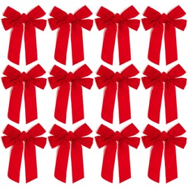 Christmas Bows, Red Velvet Bow (9 x 12 in, 12 Pack)