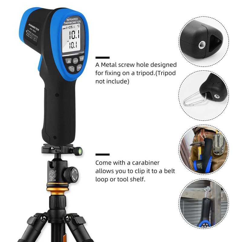AIOMEST AI-1800 Digital Pyrometer DS 50:1, Touchless Infrared Thermometer Gun