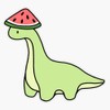 Simple Light Green Watermelon Hat Brontosaurus Dinosaur Sticker Decal Size