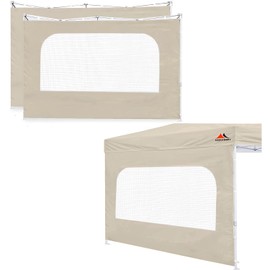 SCOCANOPY Sidewall for 12x12 Canopy Frame with Mesh Window and Zipper, 3 Pieces Sunwalls Only, (Beige)