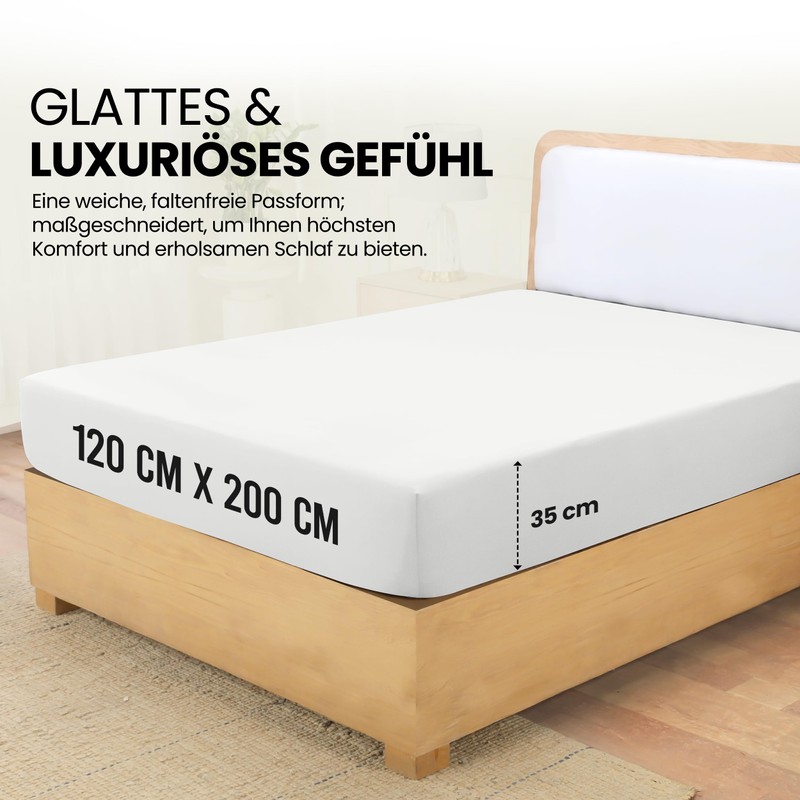 Utopia Bedding, Fitted Sheet, 120 x 190 cm, White, Oeko-Tex