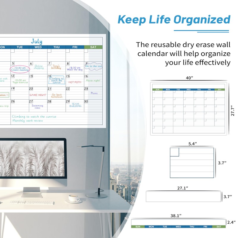 Large Dry Erase Calendar - Undated 1 Month Dry Erase