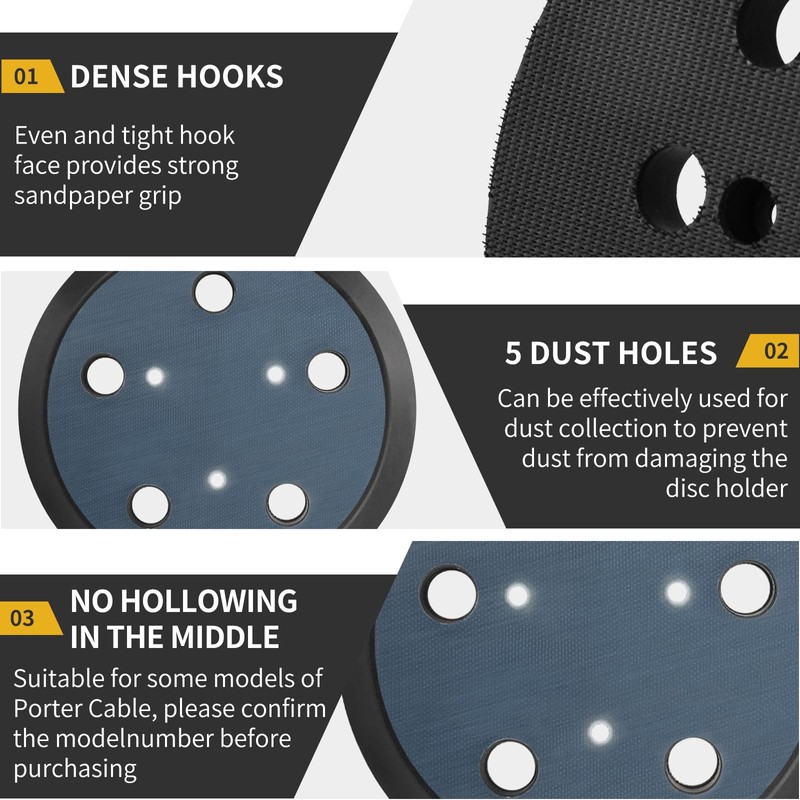 5 Inch 5 Hole Orbital Sander Replacement Pad for Porter