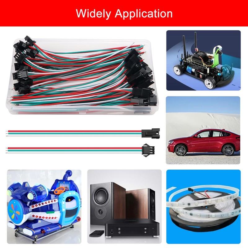 Lyeteung 20 Pairs JST SM 3 Pin Connectors, Mini Micro