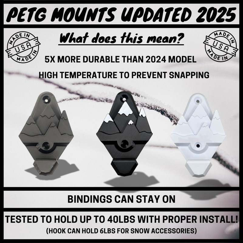 Innovative 3D Printing Snow Ski Wall Mounts with Gear Hooks