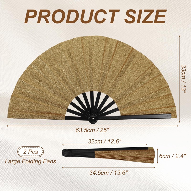 YELARXI Large Folding Fans for Line Dancing, Foldable Decorative Handheld