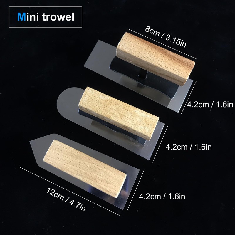 4.7" x 1.6" Miniature Drywall Trowel 3-pes set,Batch Knife,Premium Push