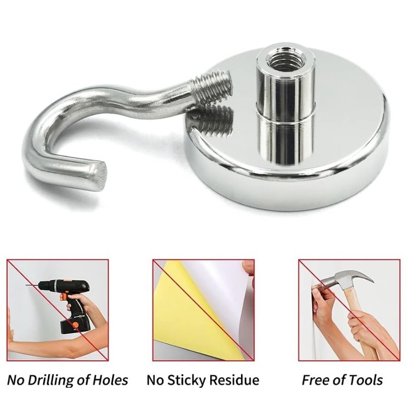 Volunx Magnetic Hooks 10 Pack Strong 10kg-22lbs+ Neodymium Magnet Hooks,