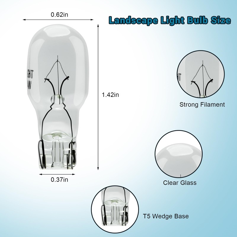 PWEOW T5 Landscape Light Bulbs 12 Volt 4 Watt Wedge