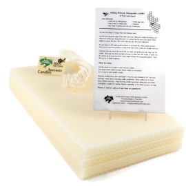 Make Your Own Beeswax Candle Kit - 20 Full Size 100% Beeswax Sheets in Ivory (Approx. 16 1/4" X 8") - Wick and Instructions Included!