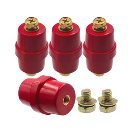 LBY 4pcs Busbar Insulator, SM-51 Polyester Insulated Junction Post with Screw(M8), High-Strength Cable Terminals, Resin(Red)