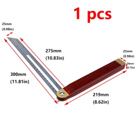 Antrader 12" T-Shaped Inclined Sliding Angle Ruler,Multiple Angle Adjustable Gauge Measuring Tool with Metric & Inch Marks,Stainless Steel Ruler & Brass Bound Handle,1 Piece(27CM)